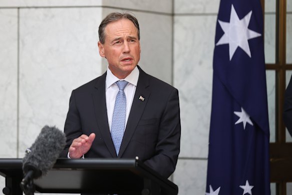 Greg Hunt as health minister in 2022.