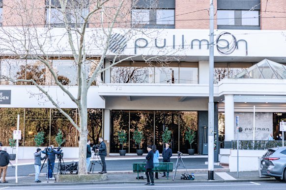 The Pullman Hotel in East Melbourne, where the Swans players were staying after their match in Melbourne last Sunday.