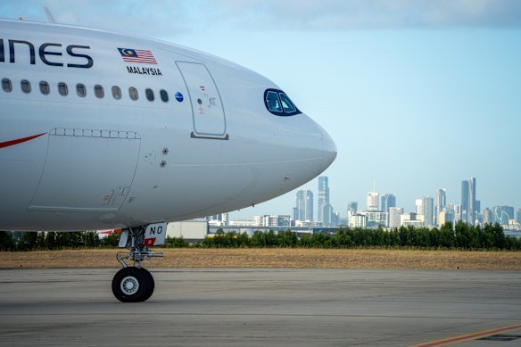 Malaysia Airlines’ A330neo at Brisbane Airport earlier this year.
