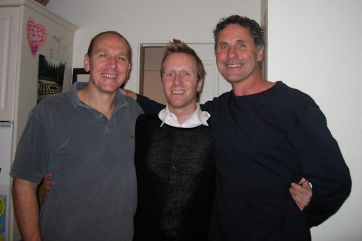 Thank you: Ben Turner, centre, with the paramedics who saved his life, Mick Stephenson, left, and John Taplin, pictured in 2006.