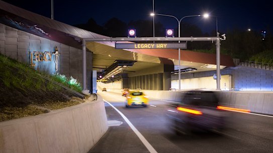 The Legacy Way tunnel in one of six Transurban-run toll roads in Brisbane.