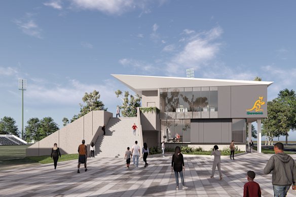 The Queensland Rugby Union’s plans for a new eastern stand and training centre at Ballymore. 