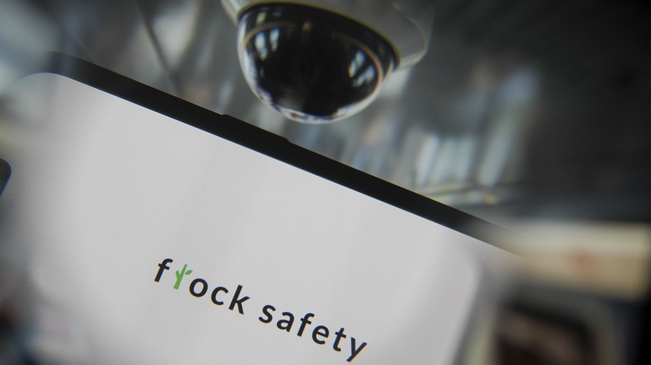 In this photo illustration, Flock Safety logo is being displayed on a mobile phone screen on March 20, 2025.