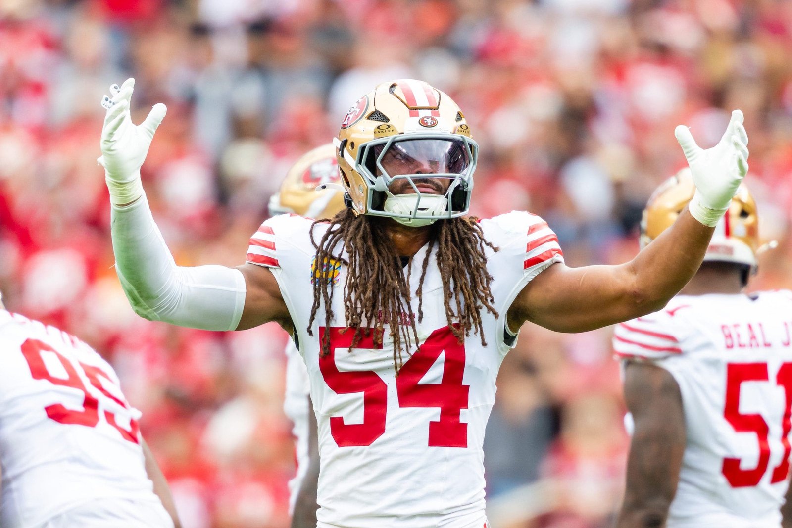 Fred Warner missed the majority of the 2025 season due to a dislocated and broken ankle. (Photo by Matthew Huang/Icon Sportswire via Getty Images)