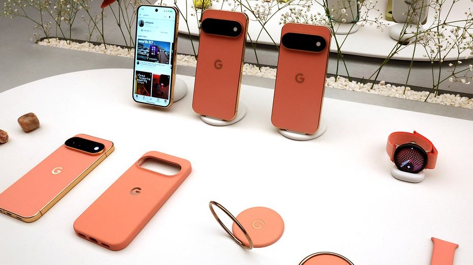 Google Pixel smartphones are displayed