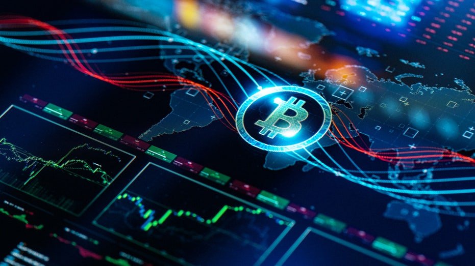 Bitcoin on a digital screen
