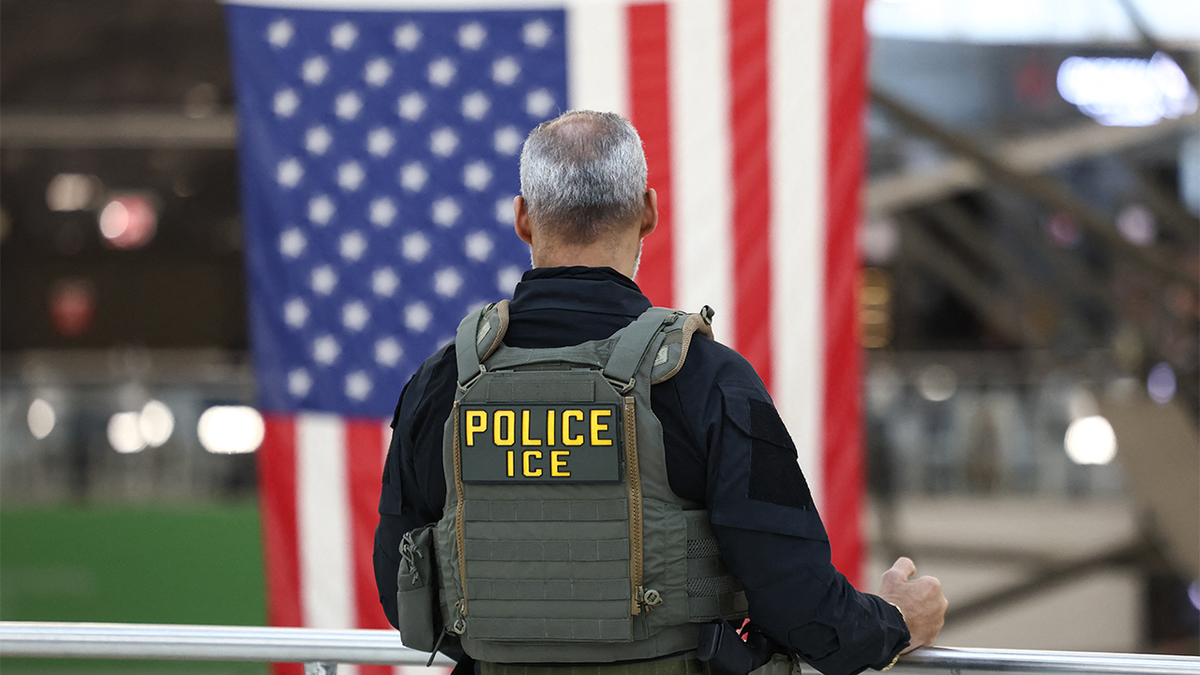 ICE agent stands before American flag as Haitian TPS enforcement operations loom
