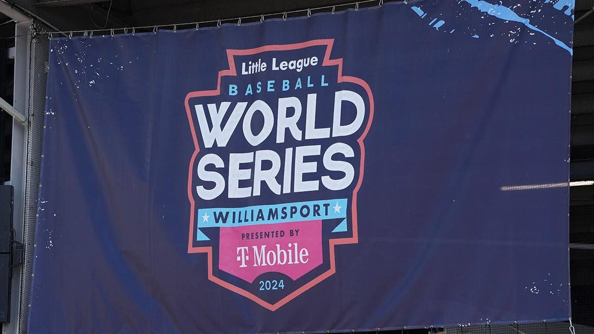 Signage is displayed before the Little League World Series Championship Game at Howard J. Lamade Stadium.