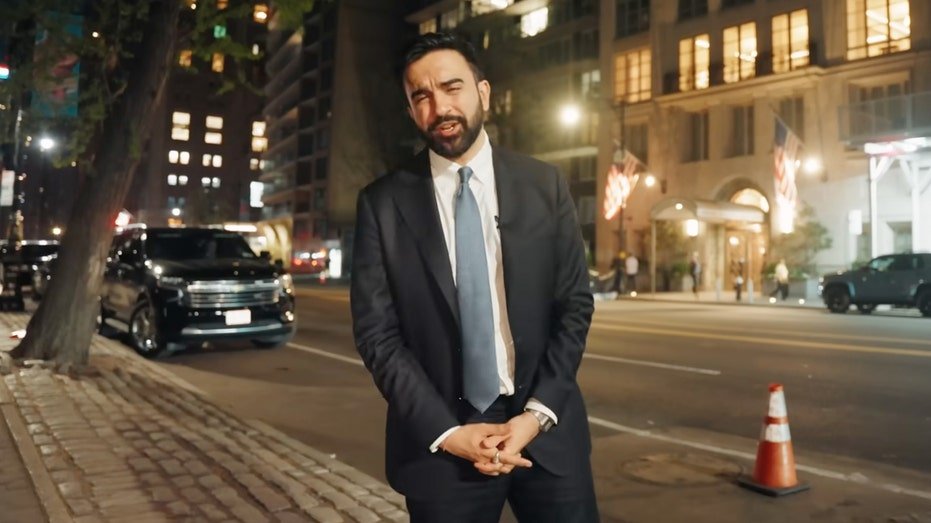 New York City Mayor Zohran Mamdani stands outside of Citadel CEO Ken Griffin's Park Avenue penthouse in an April 15, 2026 video.
