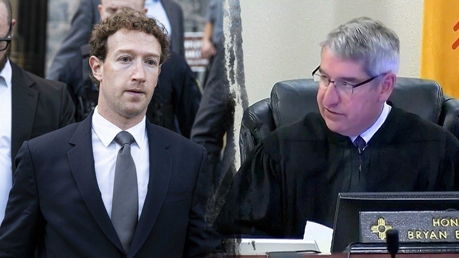 Split image of Mark Zuckerberg and Judge Bryan Biescheid