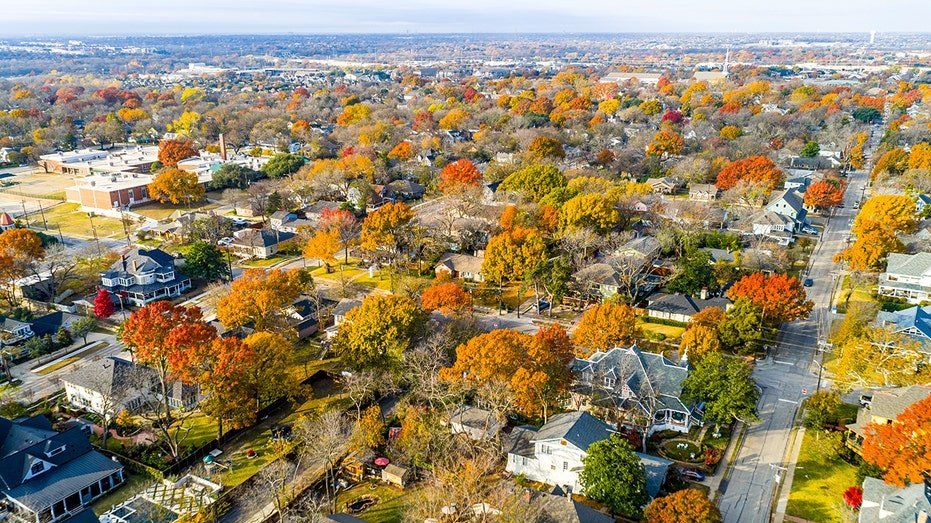 Aerial view of homes in McKinney, Texas