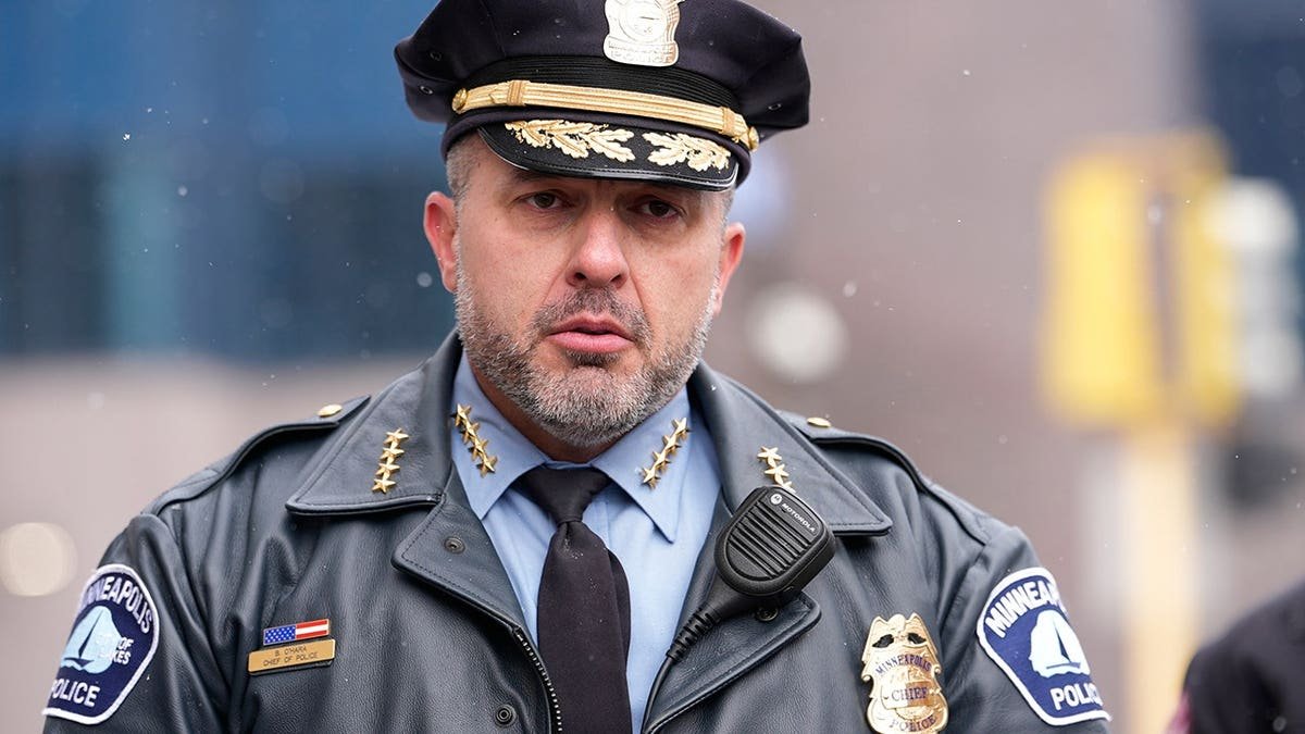 Minneapolis Police Chief Brian O'Hara speaking at a news conference