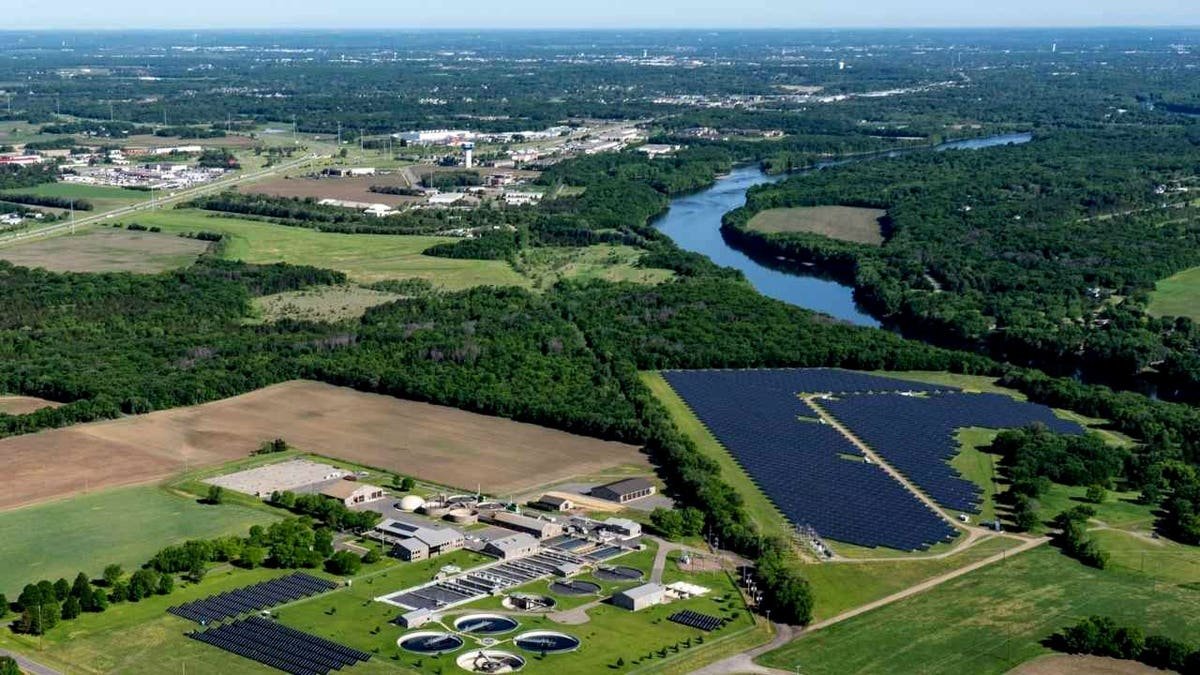 A landscape with waterways.