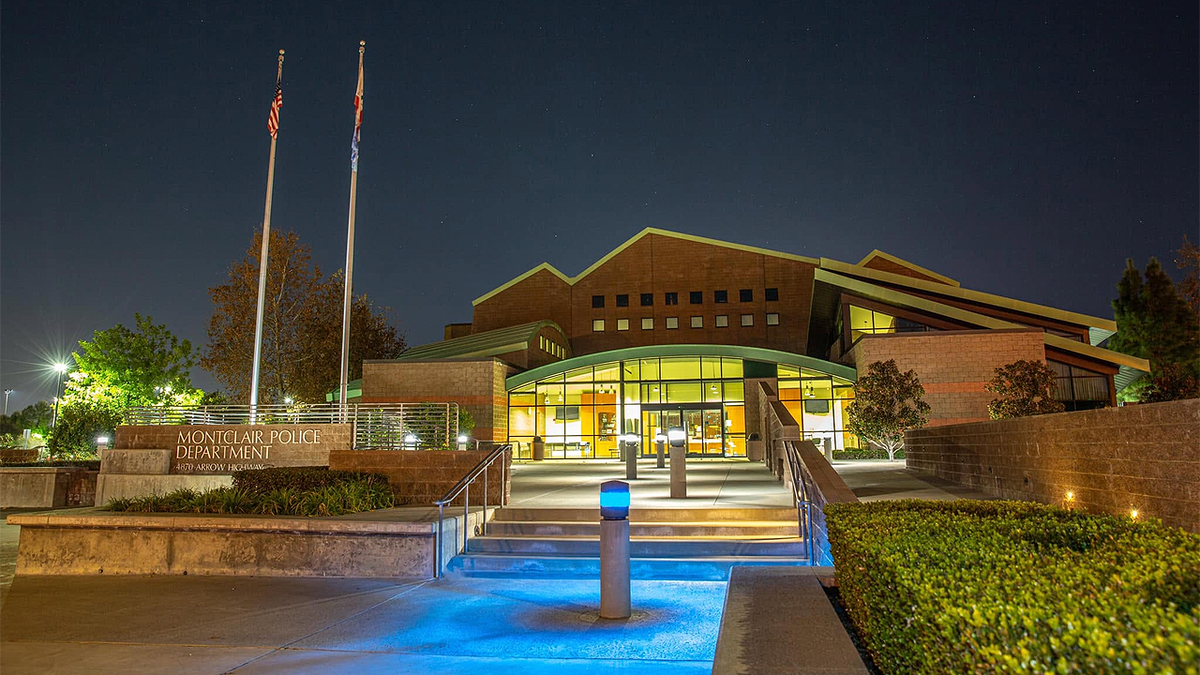 Exterior of the Montclair Police Department in California at night