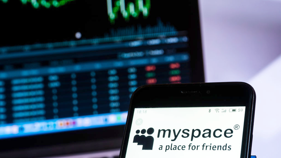 Myspace social networking website seen displayed on a smartphone