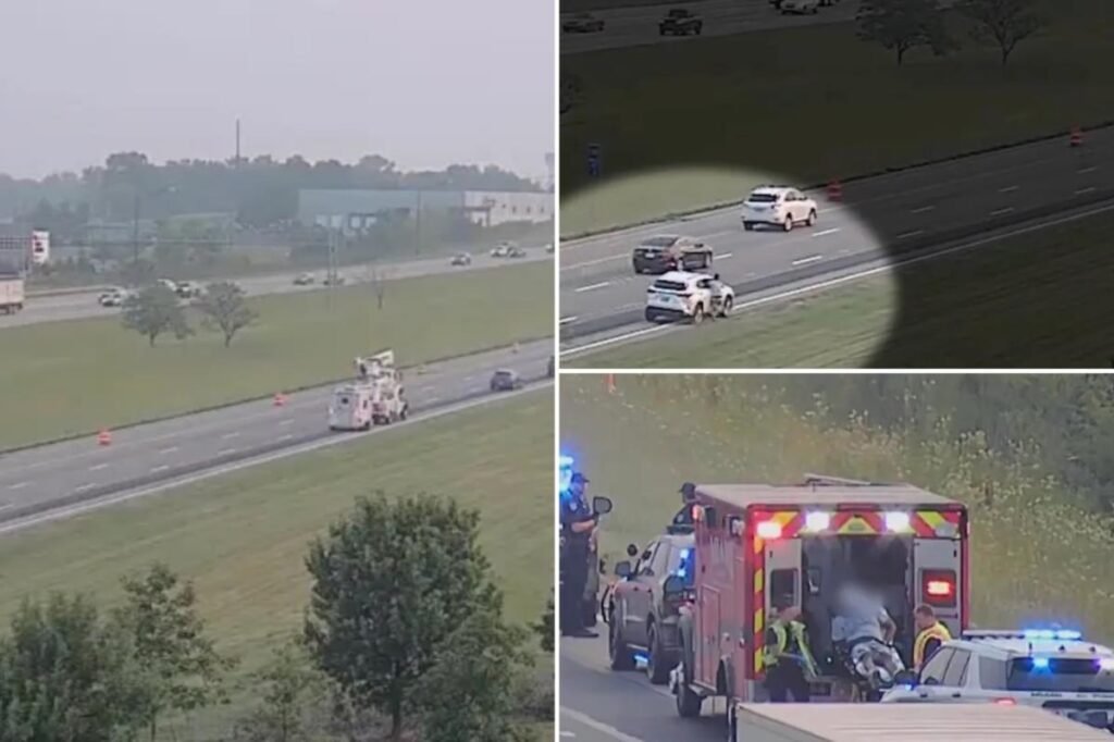 Suspect tries to evade Ohio cops by diving onto woman’s car while she’s zooming down the interstate: video Suspect tries to evade Ohio cops by diving onto woman’s car while she’s zooming down the interstate: video