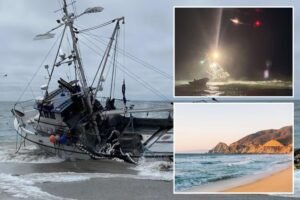 California beach shut down after 58-foot boat runs aground — spilling toxic chemicals