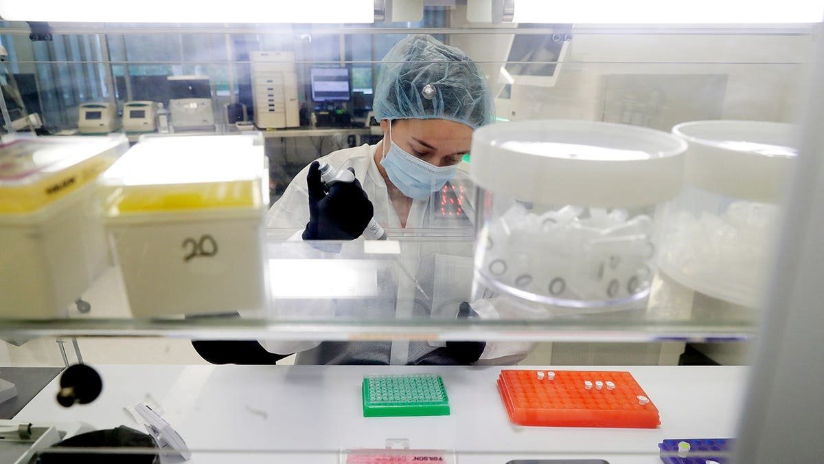 Staff preparing DNA sequencing samples inside Othram DNA forensics lab in The Woodlands Texas