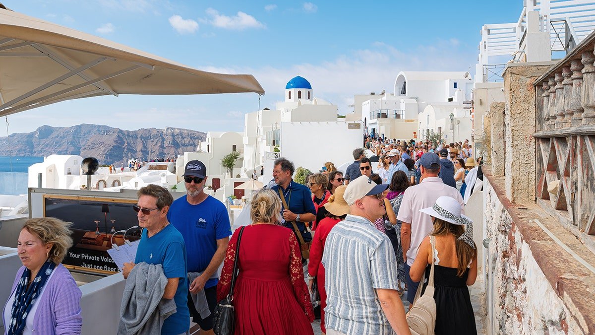 Santorini, Greece packed with tourists