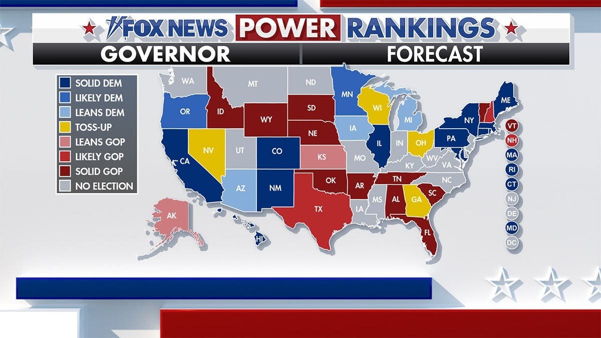 Fox News Power Rankings gubernatorial forecast.