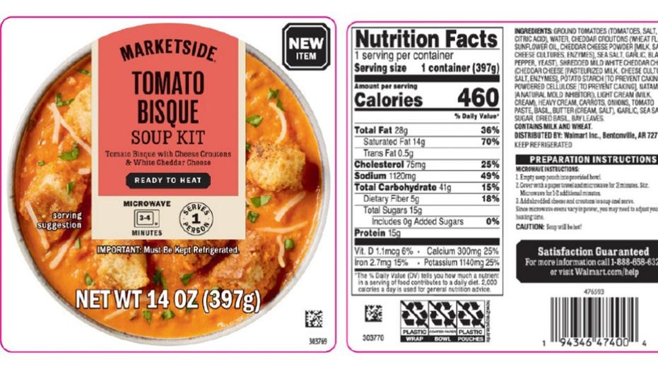 Marketside Tomato Bisque Soup Kit recalled over possible Listeria contamination at Walmart stores