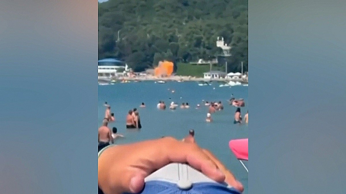 Fireball explosion on beach shoreline