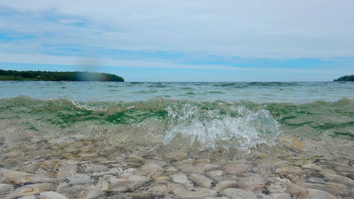 Schoolhouse Beach shoreline on Washington Island, Wisconsin.