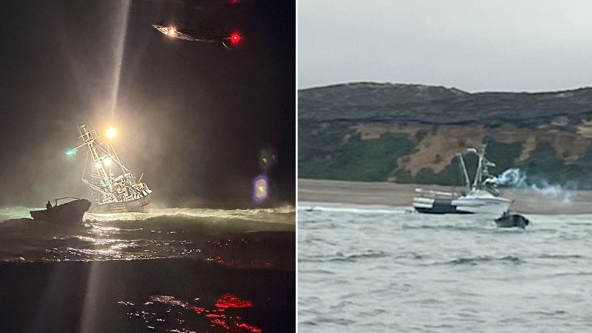 A fishing boat that ran aground in California