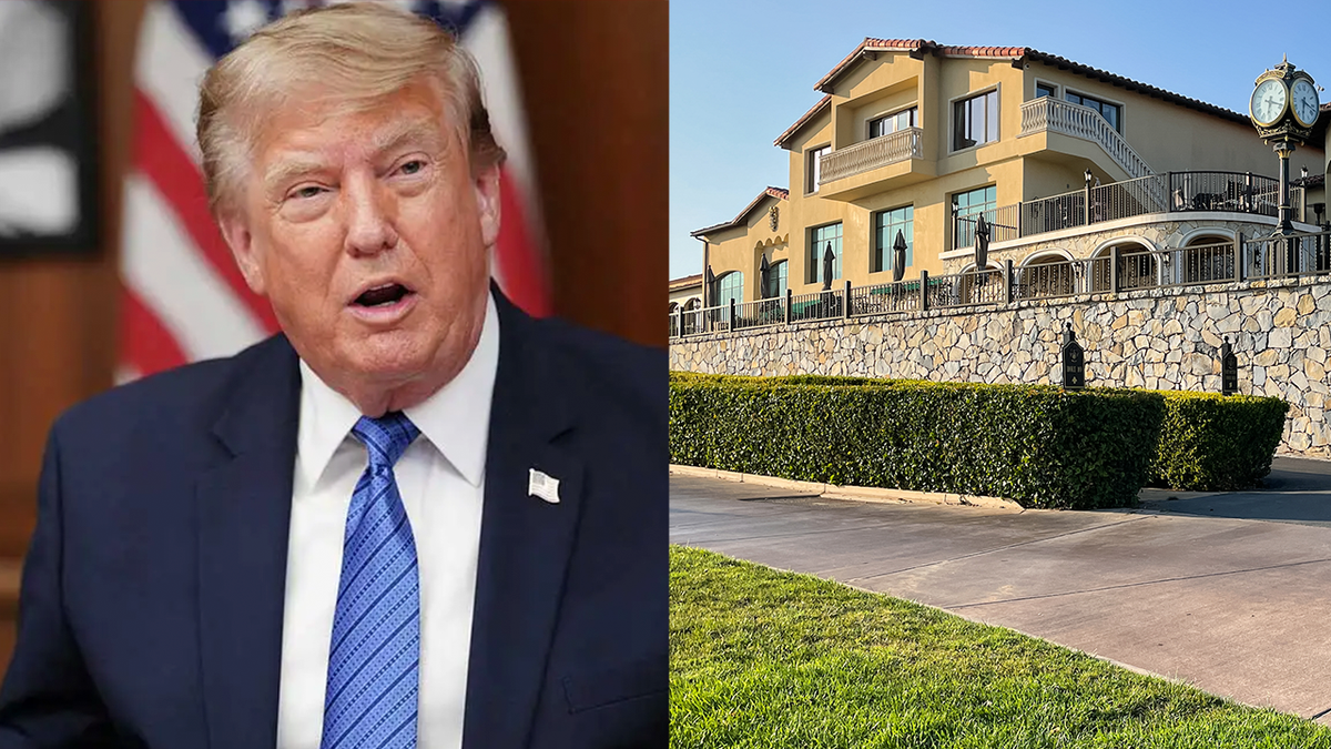 A composite image shows President Donald Trump and Trump Golf Course.