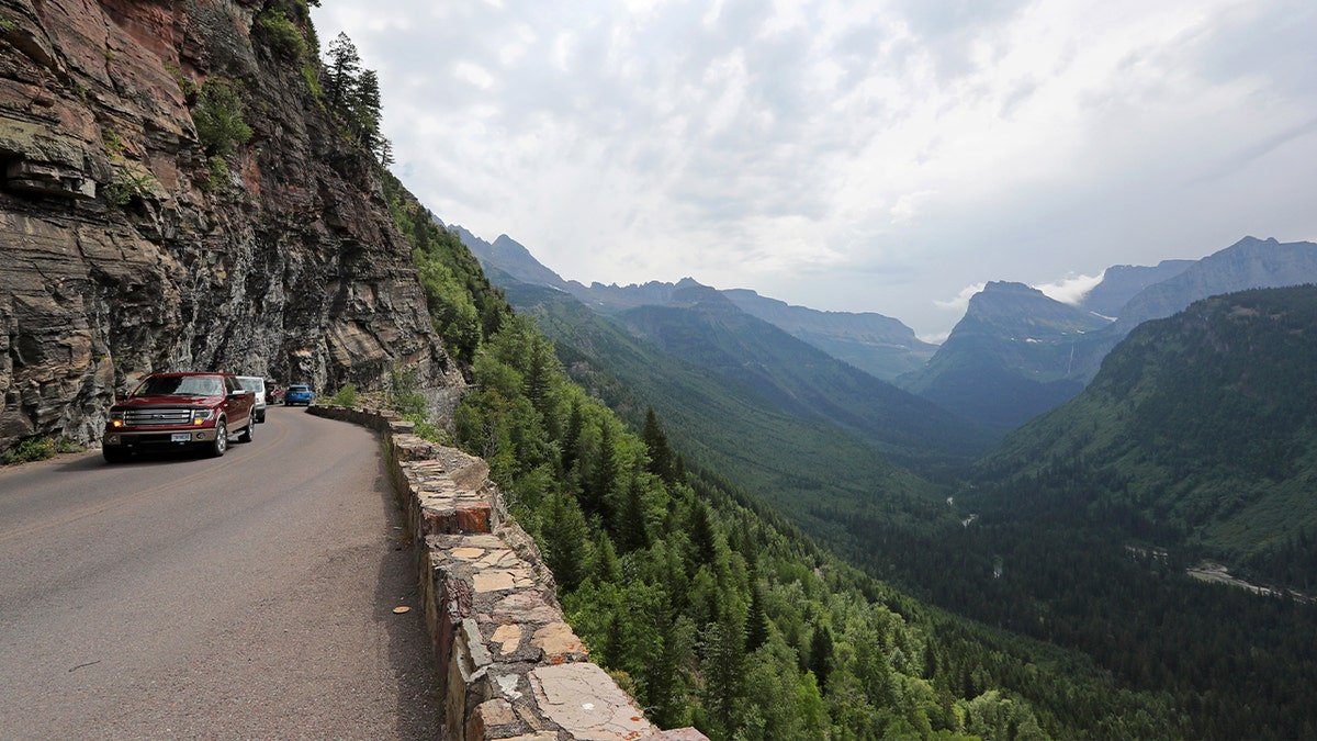 cars on Going To the Sun Road in Glacier National Park