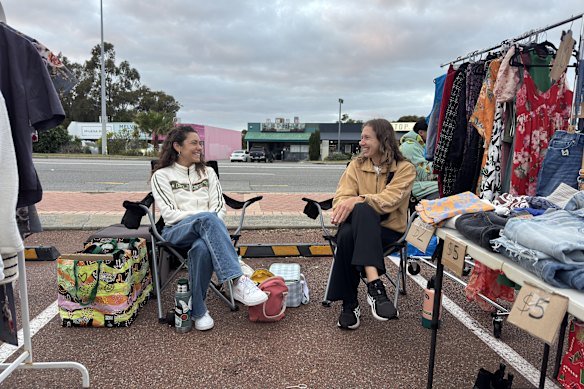 Friends Anna ott and Lucia zanini arrived at 4.30 to sell their second hand goods.