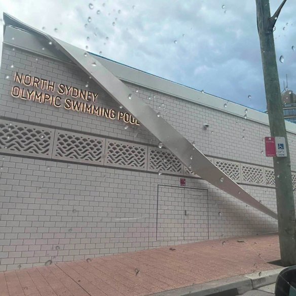 North Sydney Pool’s flashing appeared to have blown off on Saturday. 