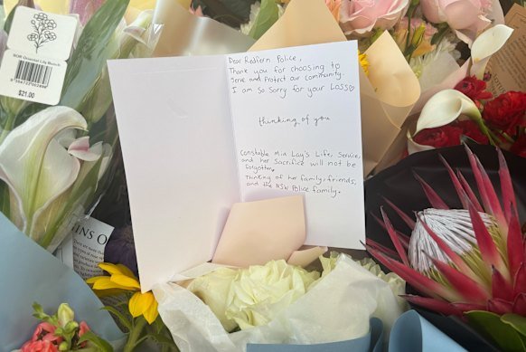 Flowers left at the site of the crash in Redfern.