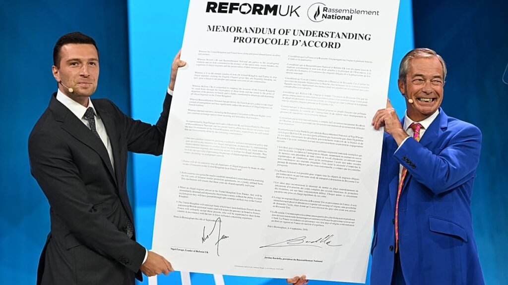Bardella signs pact with Nigel Farage to stop small boat crossings Bardella signs pact with Nigel Farage to stop small boat crossings