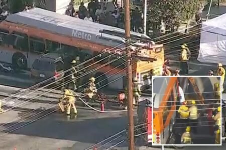 SUV gets lodged inside Metro bus in frightening LA crash