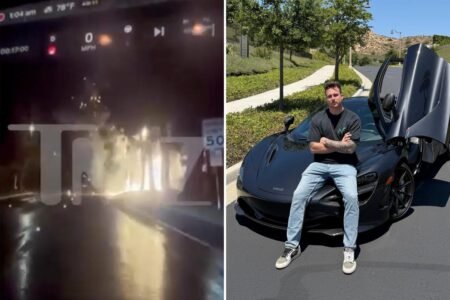 Horrific moment car influencer’s McLaren bursts into flames in deadly crash caught on video Horrific moment car influencer’s McLaren bursts into flames in deadly crash caught on video