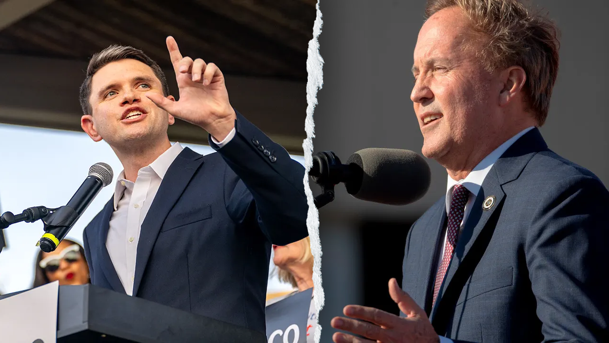 Left: Texas state Rep. James Talarico, who is running for the Democratic nomination for U.S. Senate. Right: Texas Attorney General Ken Paxton, who is running for the Republican nomination.