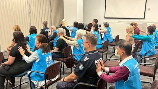 Zi Zai Dong Zen Association volunteers at police HQ for a monthly session late last year.