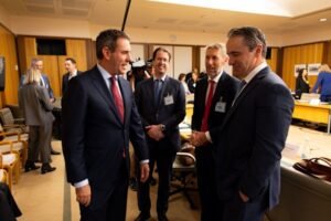 CBA boss Matt Comyn makes the rounds at Parliament House