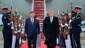 ‘Red carpet for a despot’: Trump’s lavish Xi welcome collides with GOP anti-communism message