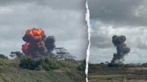 Fighter jet pilots eject moments before fiery crash in Wales Fighter jet pilots eject moments before fiery crash in Wales