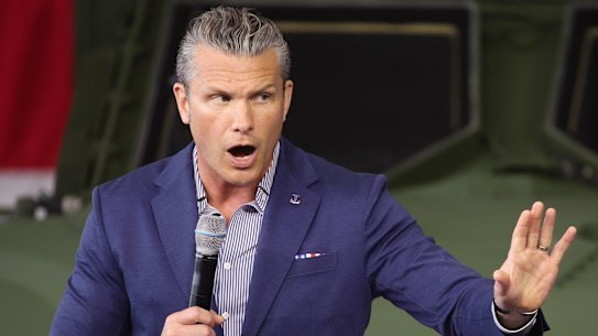 Defence Secretary Pete Hegseth speaking last month.