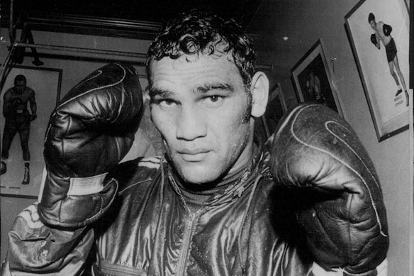 Tony Mundine during a 1973 training session.