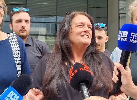Supporters cheered for Kylie Ellina Truswell-Mobbs as she left the Brisbane Supreme Court on Monday.