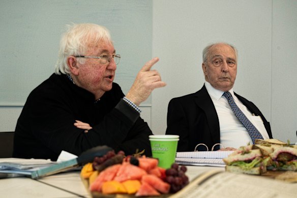 Bill Kelty and Paul Keating in 2022.