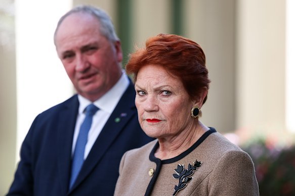 Barnaby Joyce and Pauline Hanson this week. Hastie called them “lying cowards”.