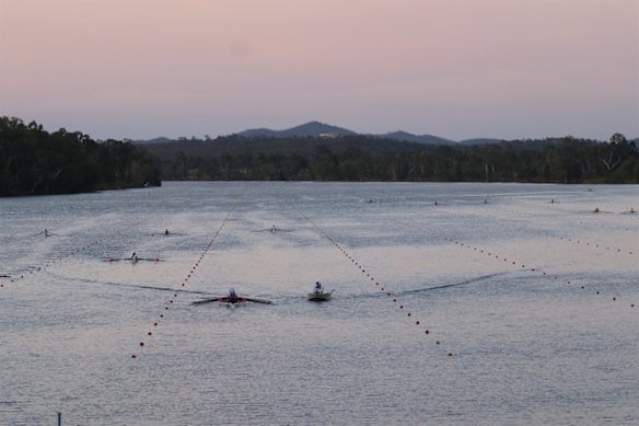 Rowing on the Fitzroy River in Rockhampton.