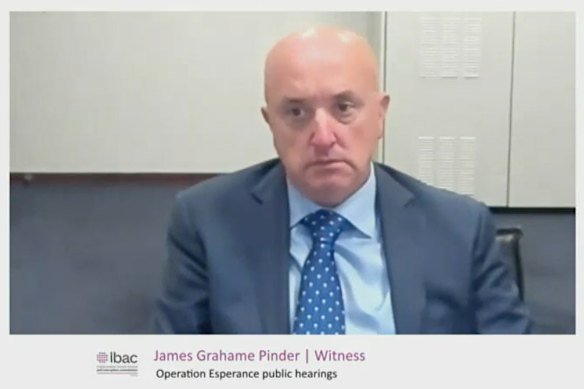 Former V/Line boss James Pinder when he fronted the IBAC inquiry.