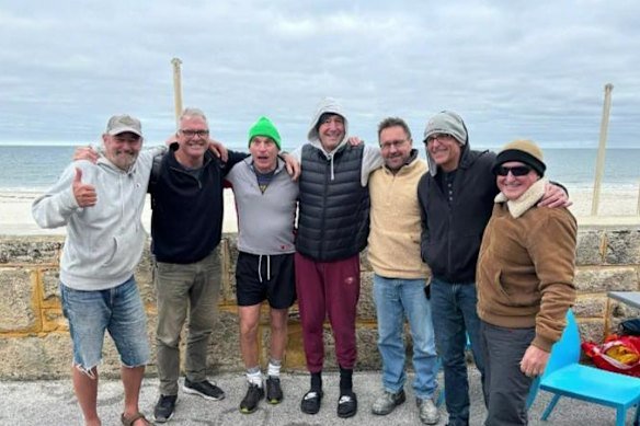 The Sorrento Squids was founded by shark attack victim, Greg O’Neill (second from right), 15 years ago.