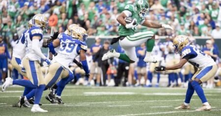 Stevens scores 3 TDs as Riders beat Bombers in OT Stevens scores 3 TDs as Riders beat Bombers in OT